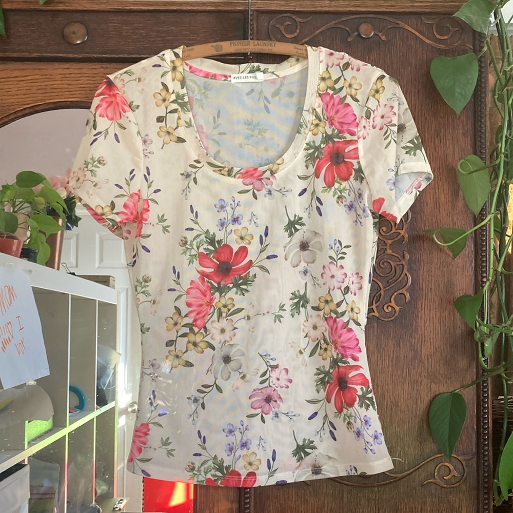 Floral Women's Top Avec Les Filles size small - Picture 4 of 7